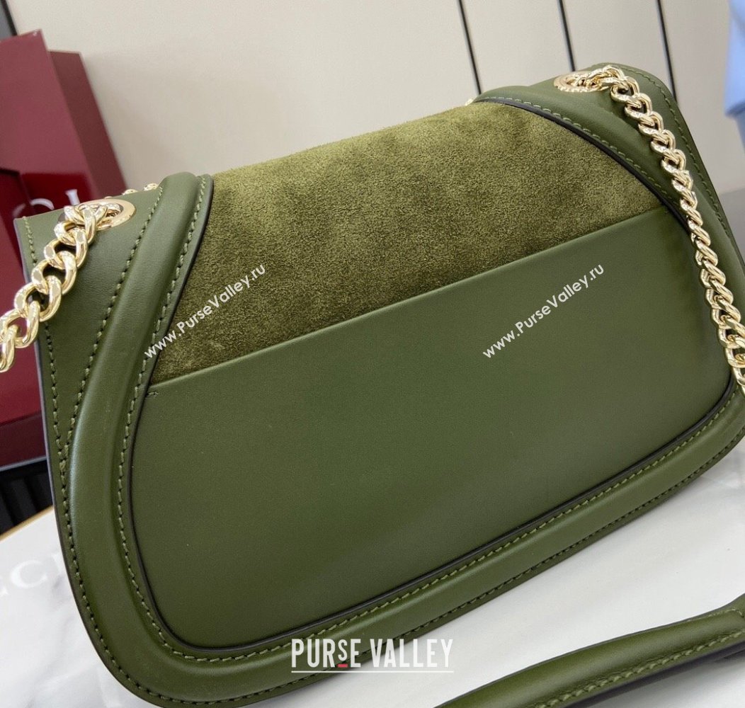 Gucci Blondie Suede Small Shoulder Bag Green 2024 815715 (XLU-241211022)