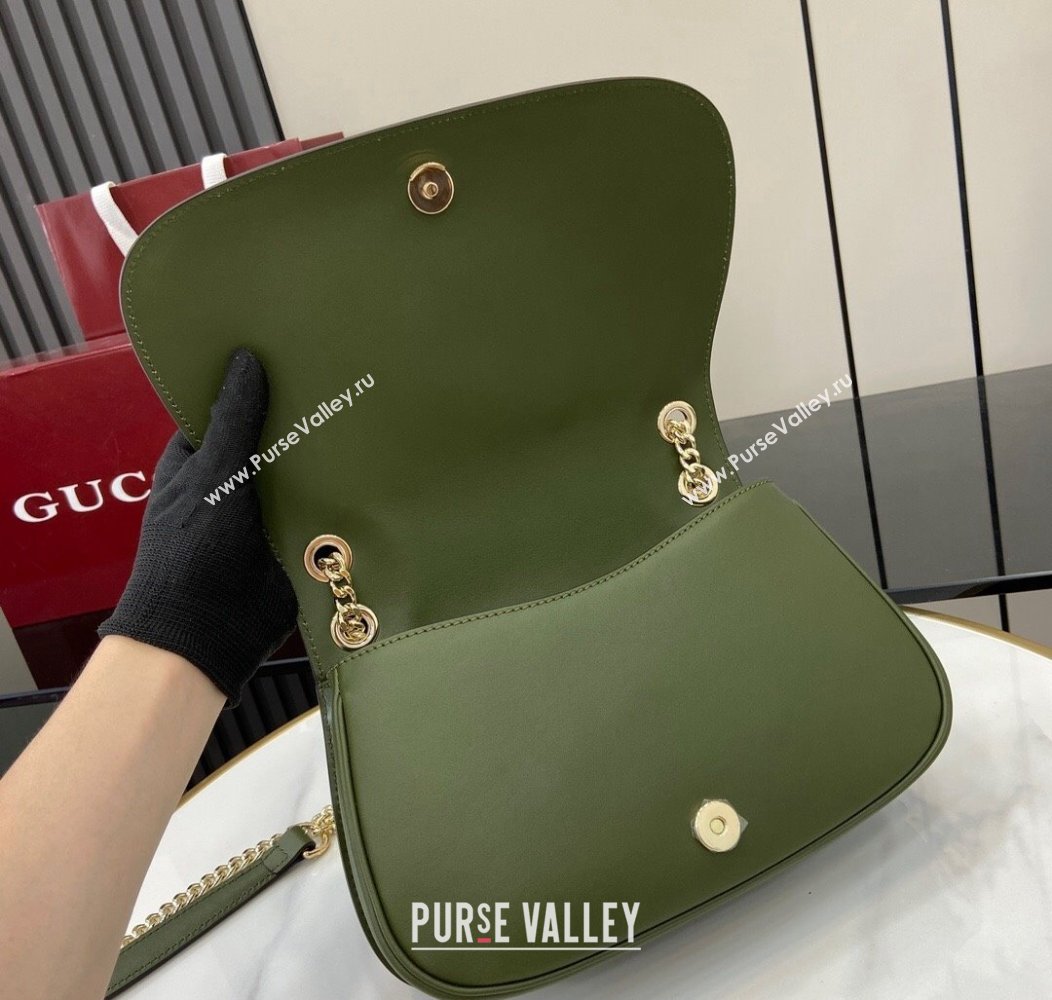 Gucci Blondie Suede Small Shoulder Bag Green 2024 815715 (XLU-241211022)