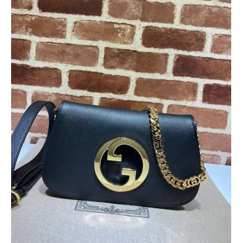 Gucci Blondie Leather Shoulder Bag with Interlocking G 699268 Black 2024 (DLH-241211033)