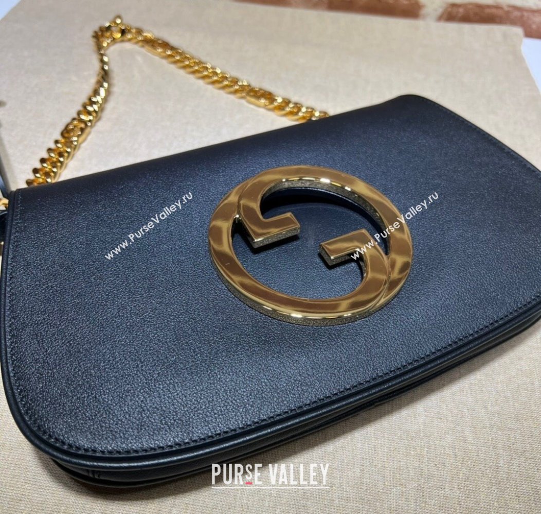 Gucci Blondie Leather Shoulder Bag with Interlocking G 699268 Black 2024 (DLH-241211033)