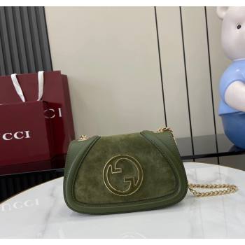 Gucci Blondie Mini Shoulder Bag in Suede Green 2024 815711 (XLU-241211025)