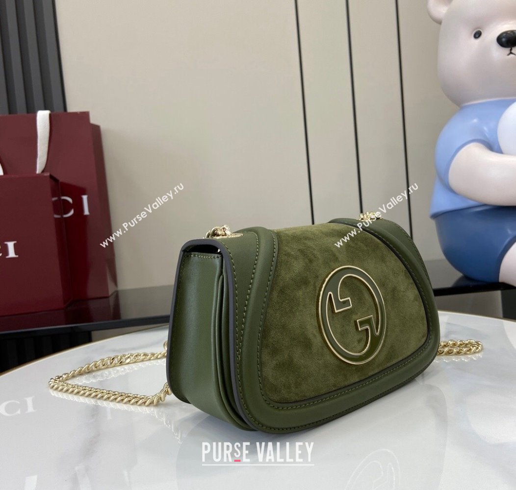 Gucci Blondie Mini Shoulder Bag in Suede Green 2024 815711 (XLU-241211025)