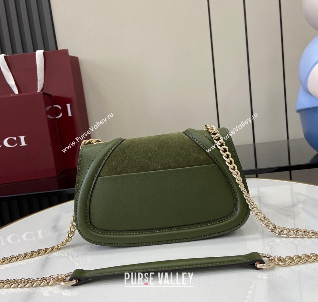 Gucci Blondie Mini Shoulder Bag in Suede Green 2024 815711 (XLU-241211025)