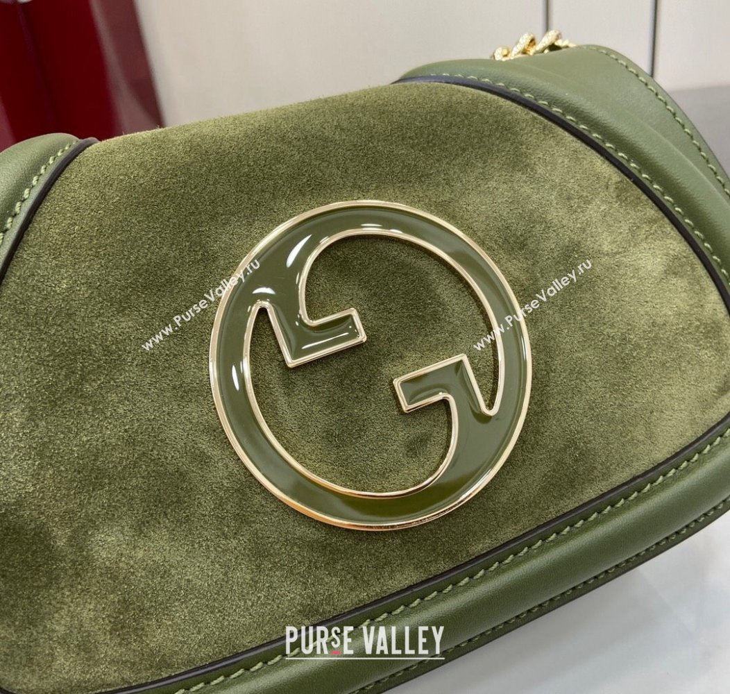 Gucci Blondie Mini Shoulder Bag in Suede Green 2024 815711 (XLU-241211025)