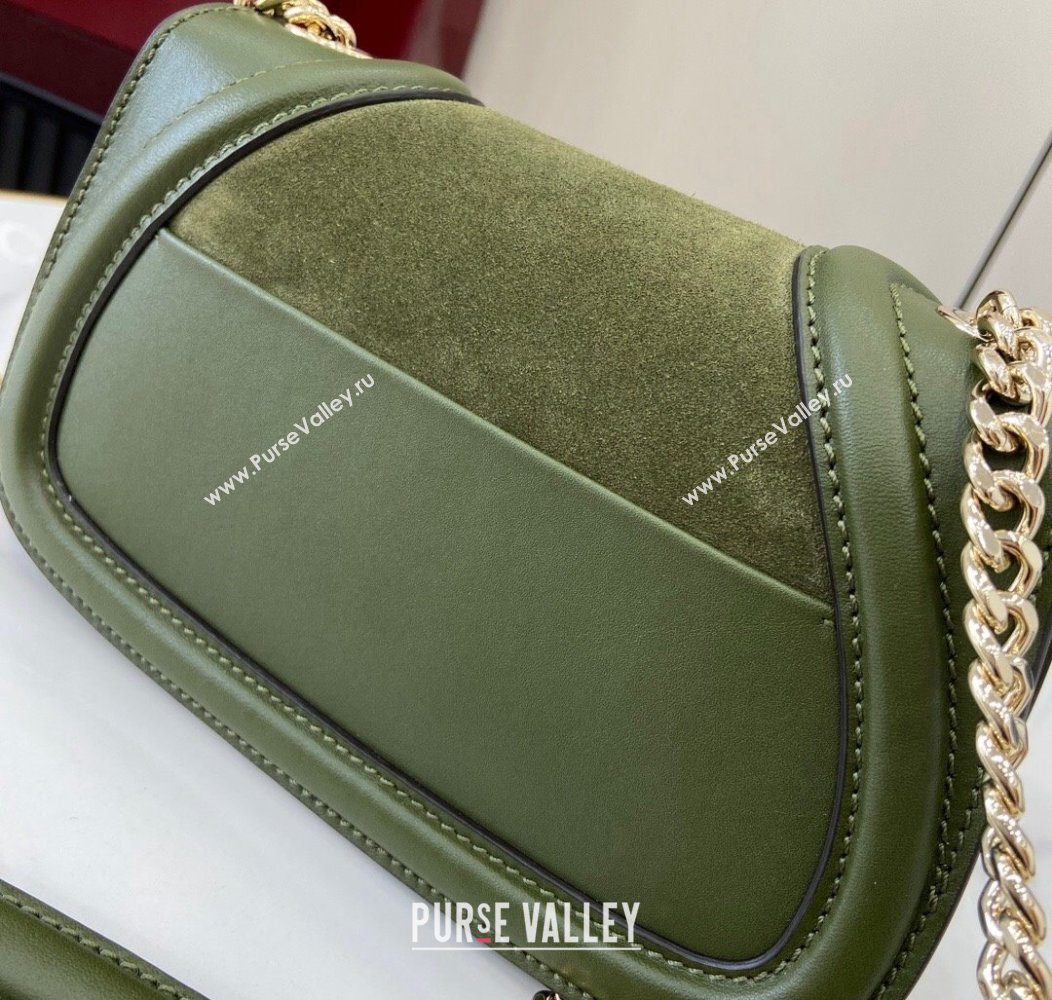 Gucci Blondie Mini Shoulder Bag in Suede Green 2024 815711 (XLU-241211025)