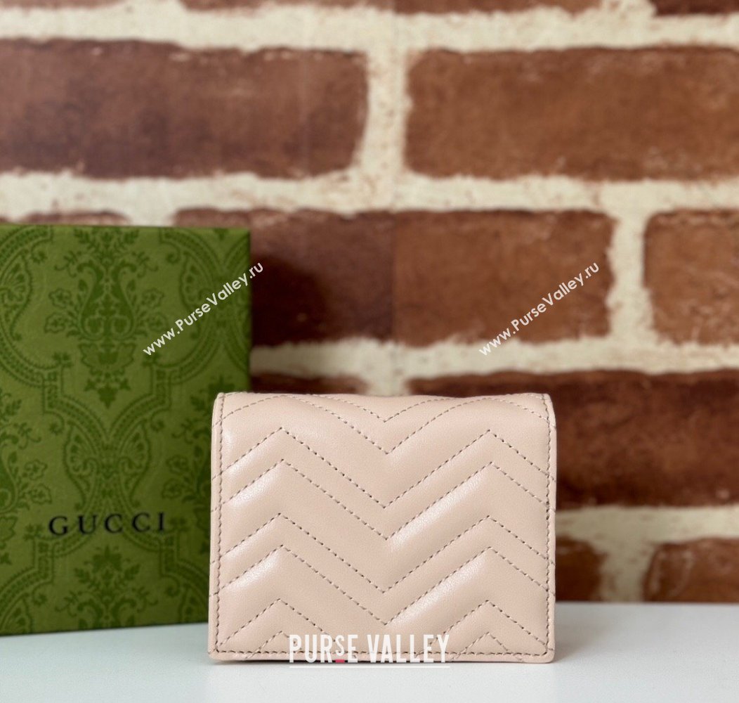 Gucci GG Marmont Matelasse Card Case Wallet 466492 Light Pink 2024 (DLH-241211087)