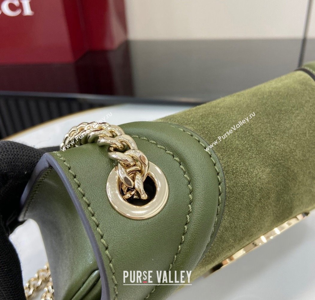 Gucci Blondie Mini Shoulder Bag in Suede Green 2024 815711 (XLU-241211025)