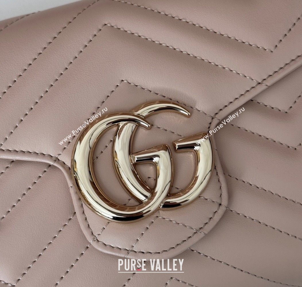 Gucci GG Marmont Chevron Leather Chain Mini Bag 474575 Light Pink 2025 (DLH-250930088)