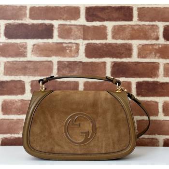 Gucci Blondie Suede Medium Top Handle Bag 815719 Light Brown 2024 (DLH-241211020)