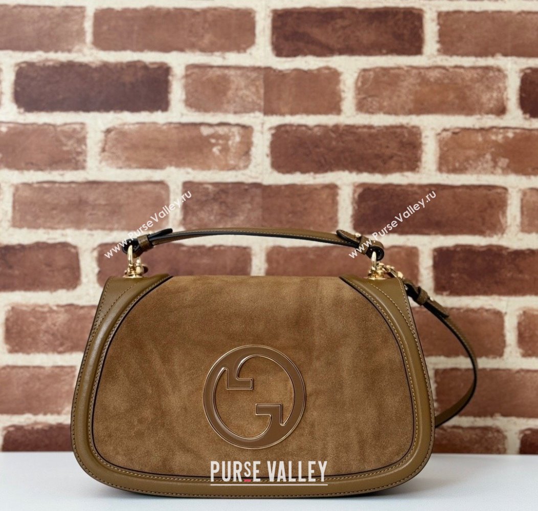 Gucci Blondie Suede Medium Top Handle Bag 815719 Light Brown 2024 (DLH-250117090)