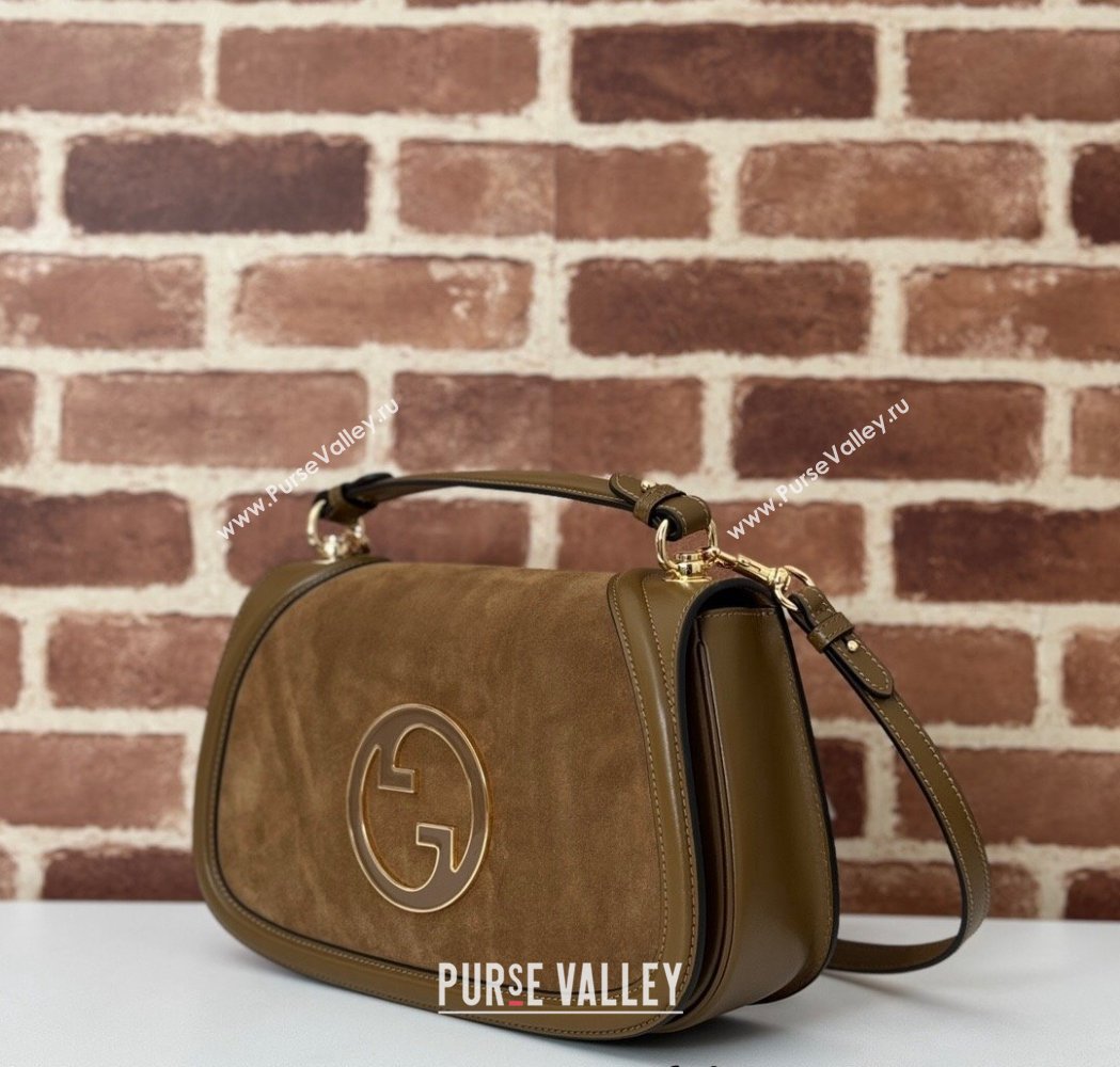 Gucci Blondie Suede Medium Top Handle Bag 815719 Light Brown 2024 (DLH-250117090)