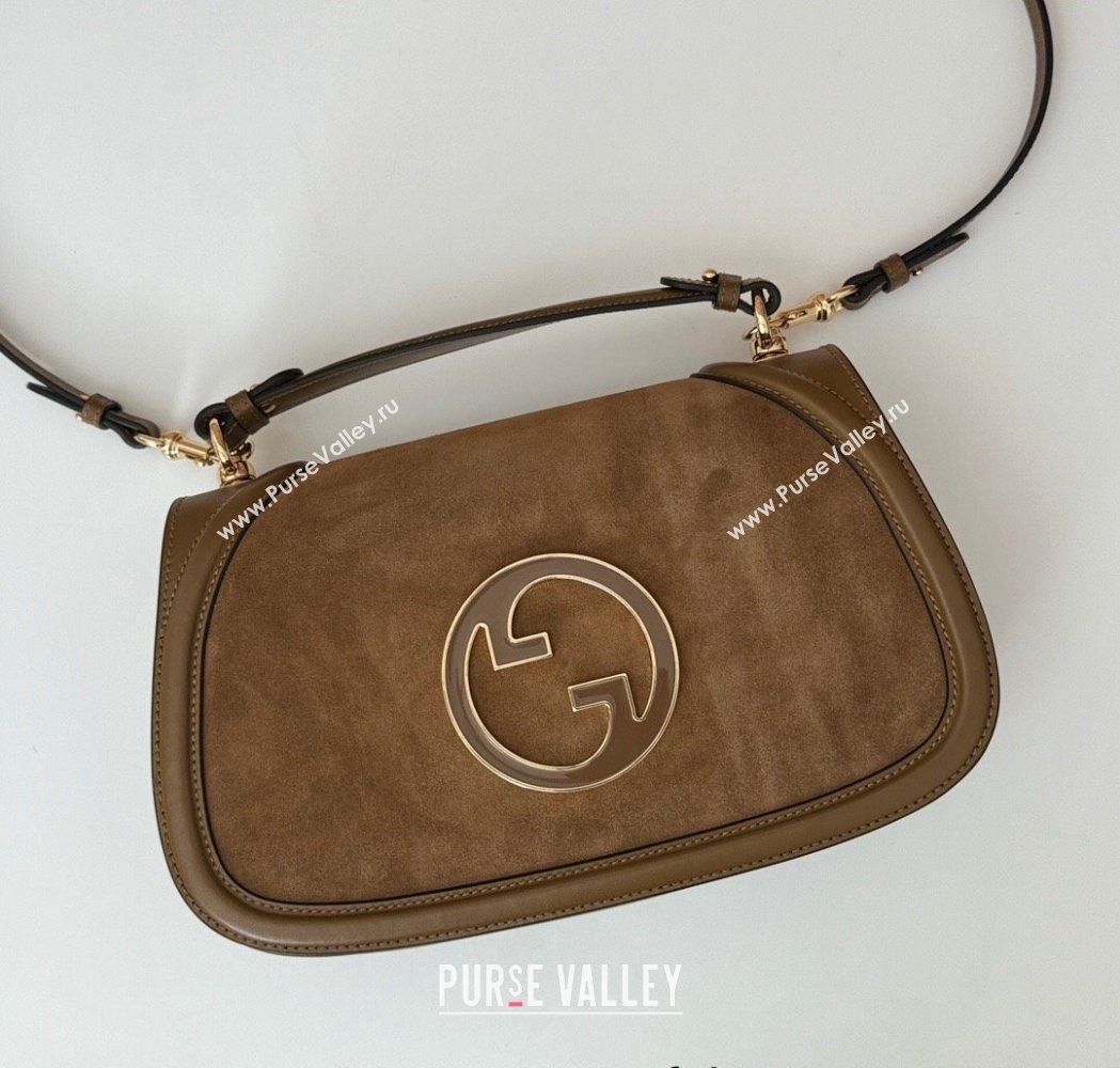 Gucci Blondie Suede Medium Top Handle Bag 815719 Light Brown 2024 (DLH-250117090)