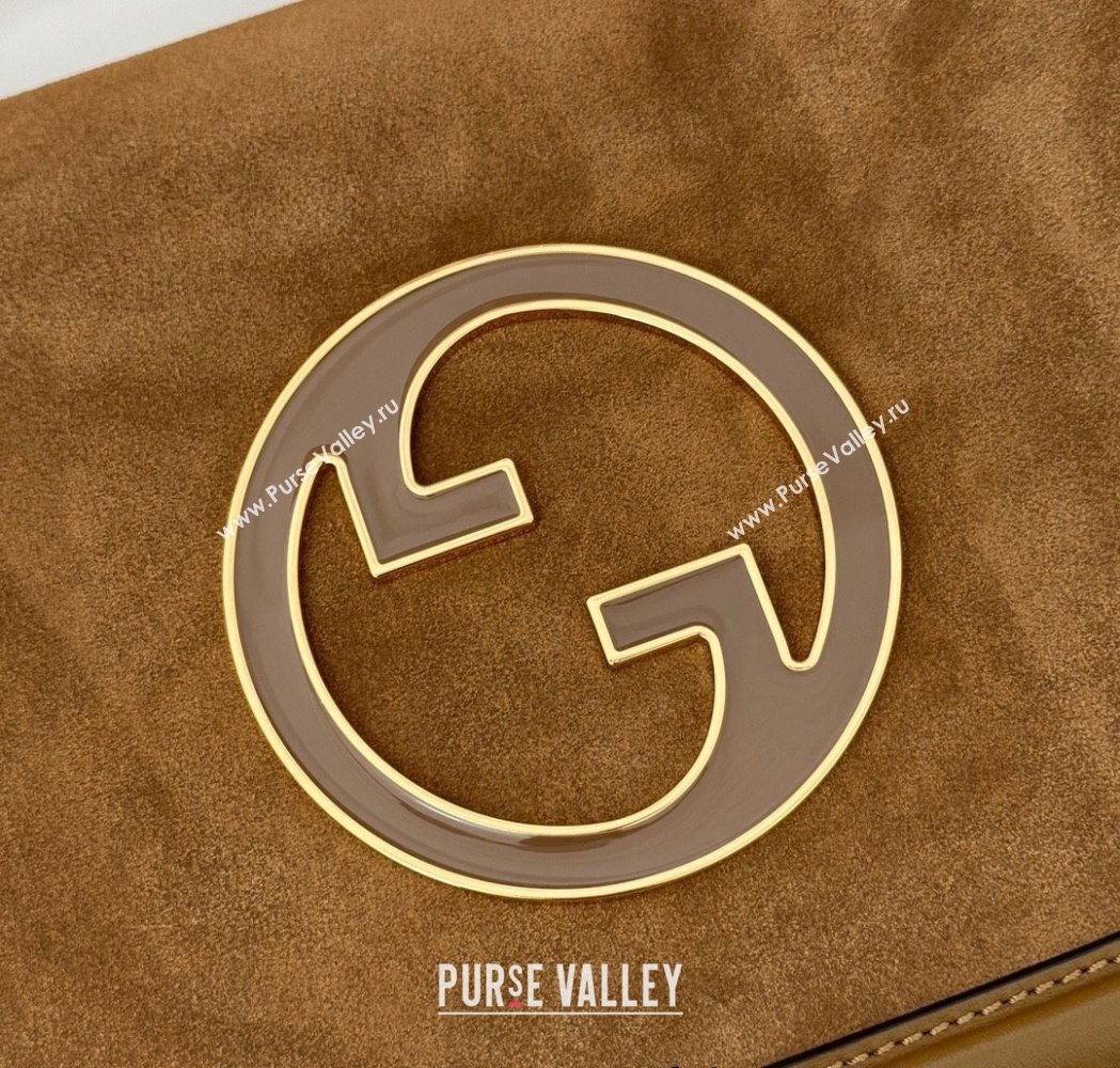 Gucci Blondie Suede Medium Top Handle Bag 815719 Light Brown 2024 (DLH-250117090)