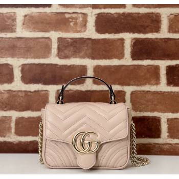 Gucci GG Marmont Leather Mini Top Handle Bag 811238 Light Pink 2024 (DLH-241211084)