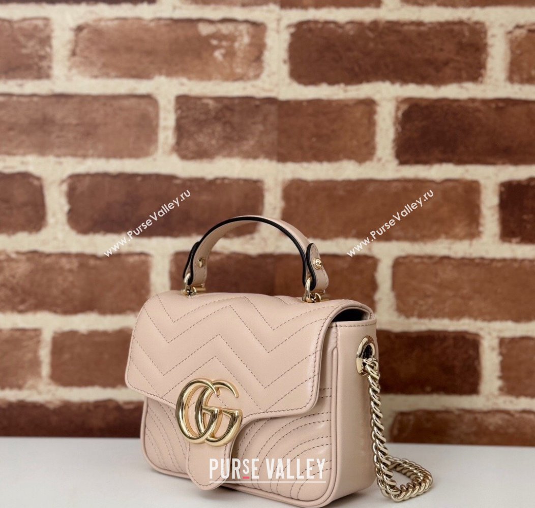 Gucci GG Marmont Leather Mini Top Handle Bag 811238 Light Pink 2024 (DLH-241211084)