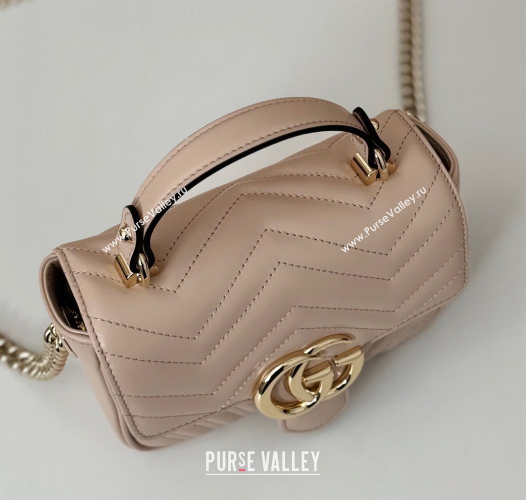 Gucci GG Marmont Leather Mini Top Handle Bag 811238 Light Pink 2024 (DLH-241211084)