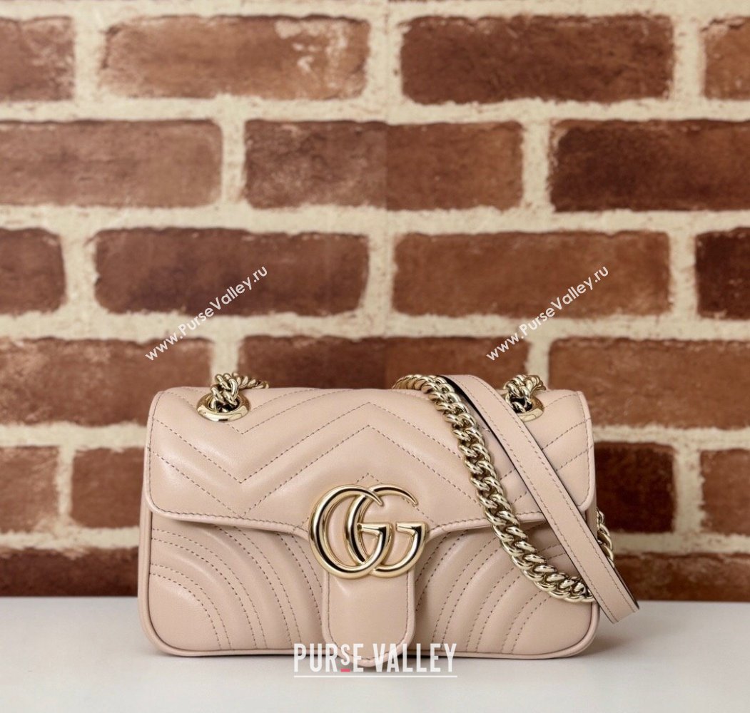 Gucci GG Marmont Matelasse Leather Mini Bag 446744 Light Pink 2024 (DLH-241211091)