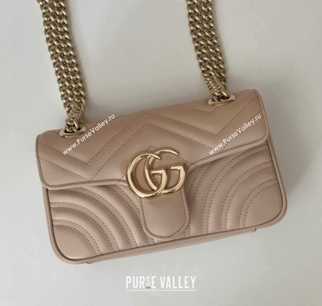 Gucci GG Marmont Matelasse Leather Mini Bag 446744 Light Pink 2024 (DLH-241211091)