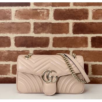 Gucci GG Marmont Matelasse Leather Small Shoulder Bag 443497 Light Pink 2024 (DLH-241211092)