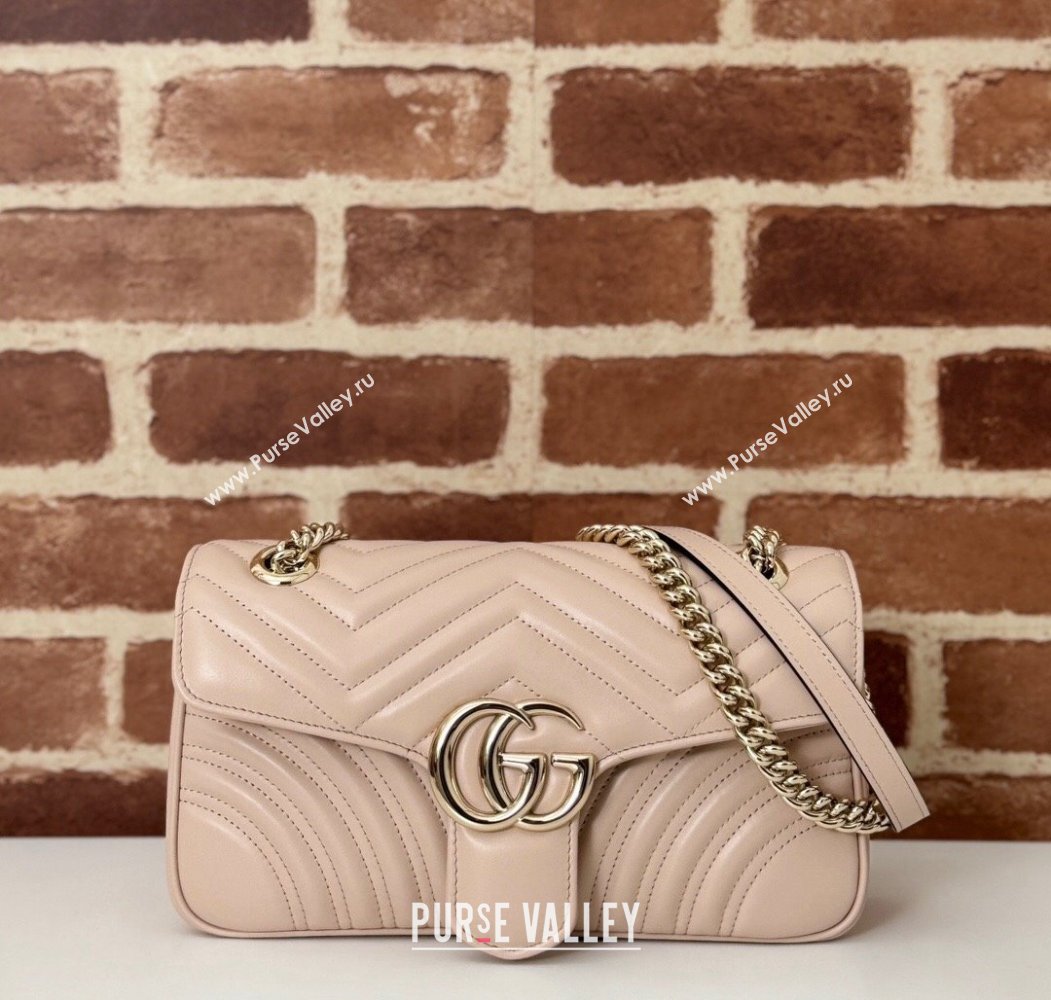 Gucci GG Marmont Matelasse Leather Small Shoulder Bag 443497 Light Pink 2024 (DLH-241211092)