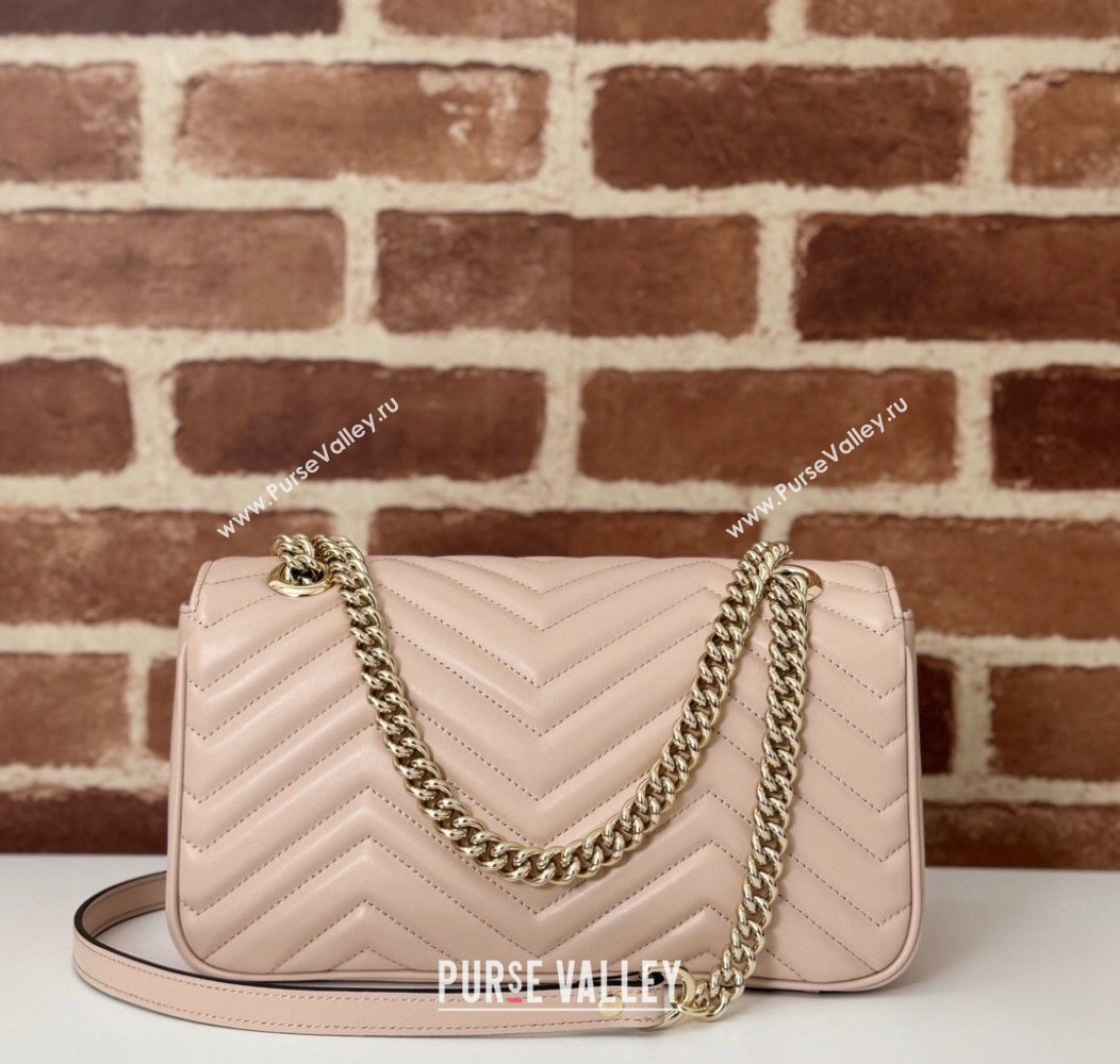 Gucci GG Marmont Matelasse Leather Small Shoulder Bag 443497 Light Pink 2024 (DLH-241211092)