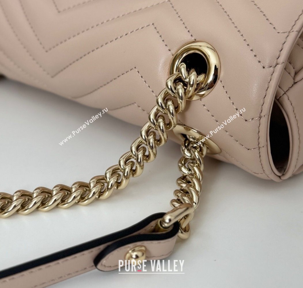 Gucci GG Marmont Matelasse Leather Small Shoulder Bag 443497 Light Pink 2024 (DLH-241211092)