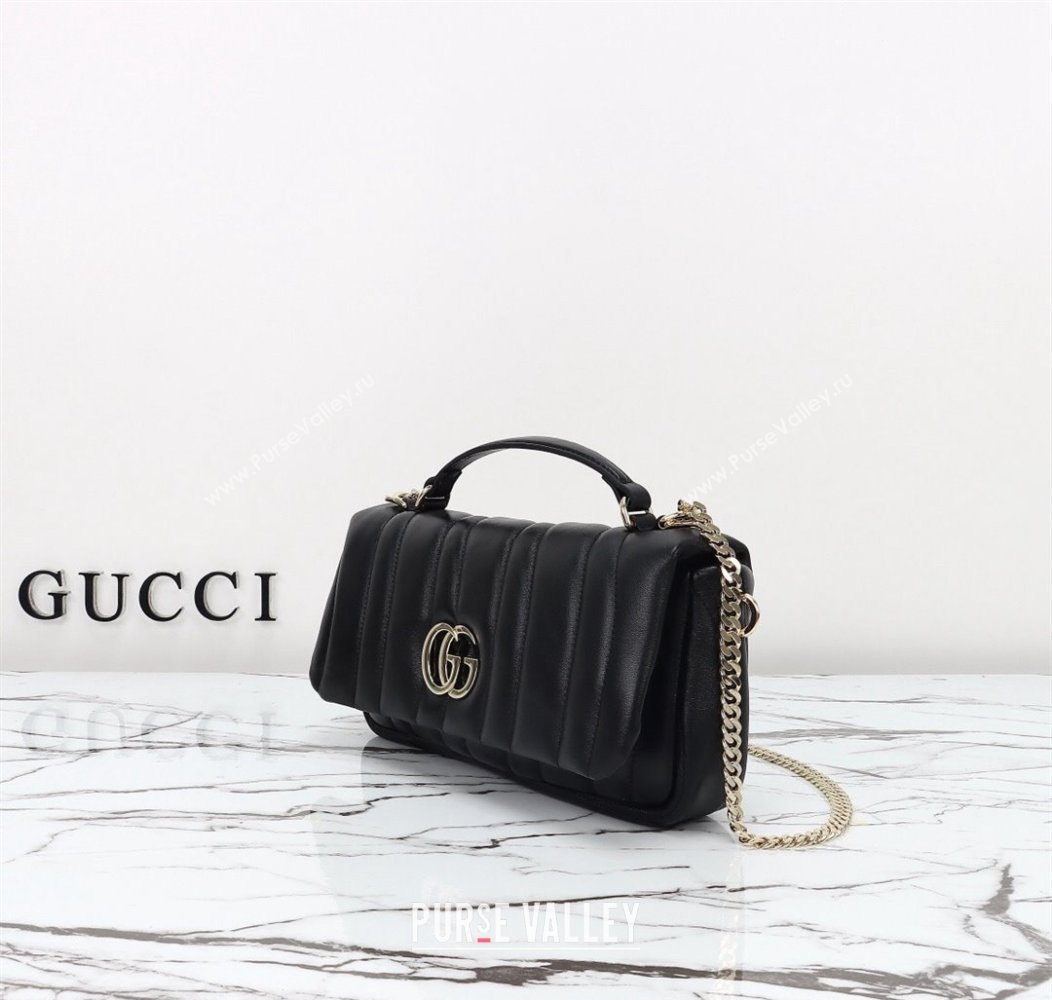 Gucci Quilted Puffy Leather Milano Small Top Handle bag Black 2024 806016 (DLH-241211130)