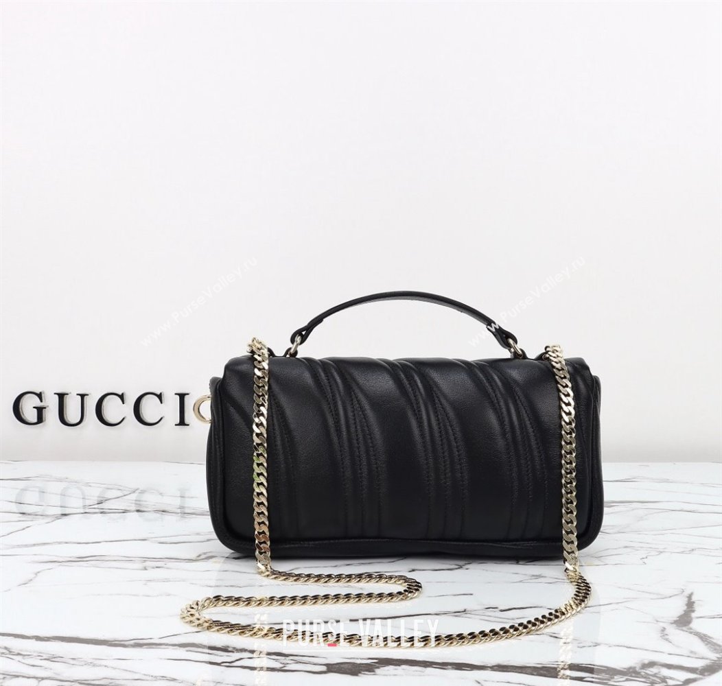 Gucci Quilted Puffy Leather Milano Small Top Handle bag Black 2024 806016 (DLH-241211130)