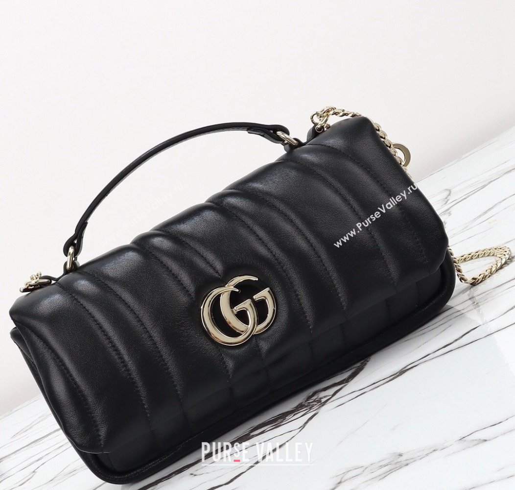 Gucci Quilted Puffy Leather Milano Small Top Handle bag Black 2024 806016 (DLH-241211130)