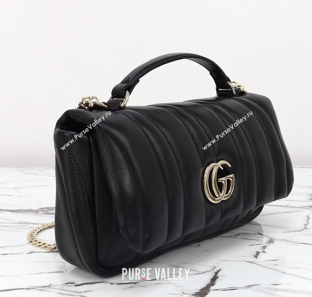 Gucci Quilted Puffy Leather Milano Small Top Handle bag Black 2024 806016 (DLH-241211130)