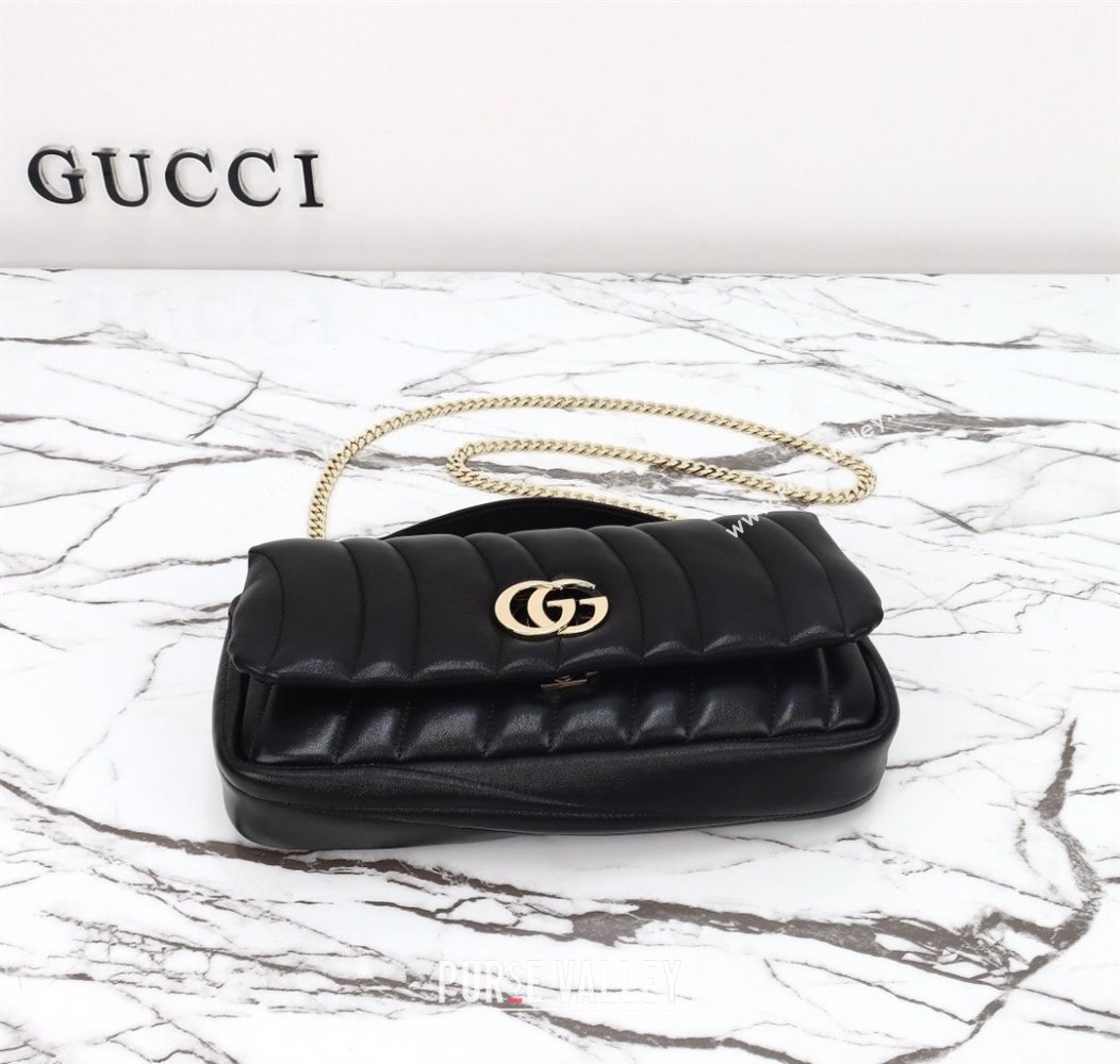 Gucci Quilted Puffy Leather Milano Small Top Handle bag Black 2024 806016 (DLH-241211130)