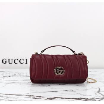 Gucci Quilted Puffy Leather Milano Small Top Handle bag Ancora red 2024 806016 (DLH-241211129)