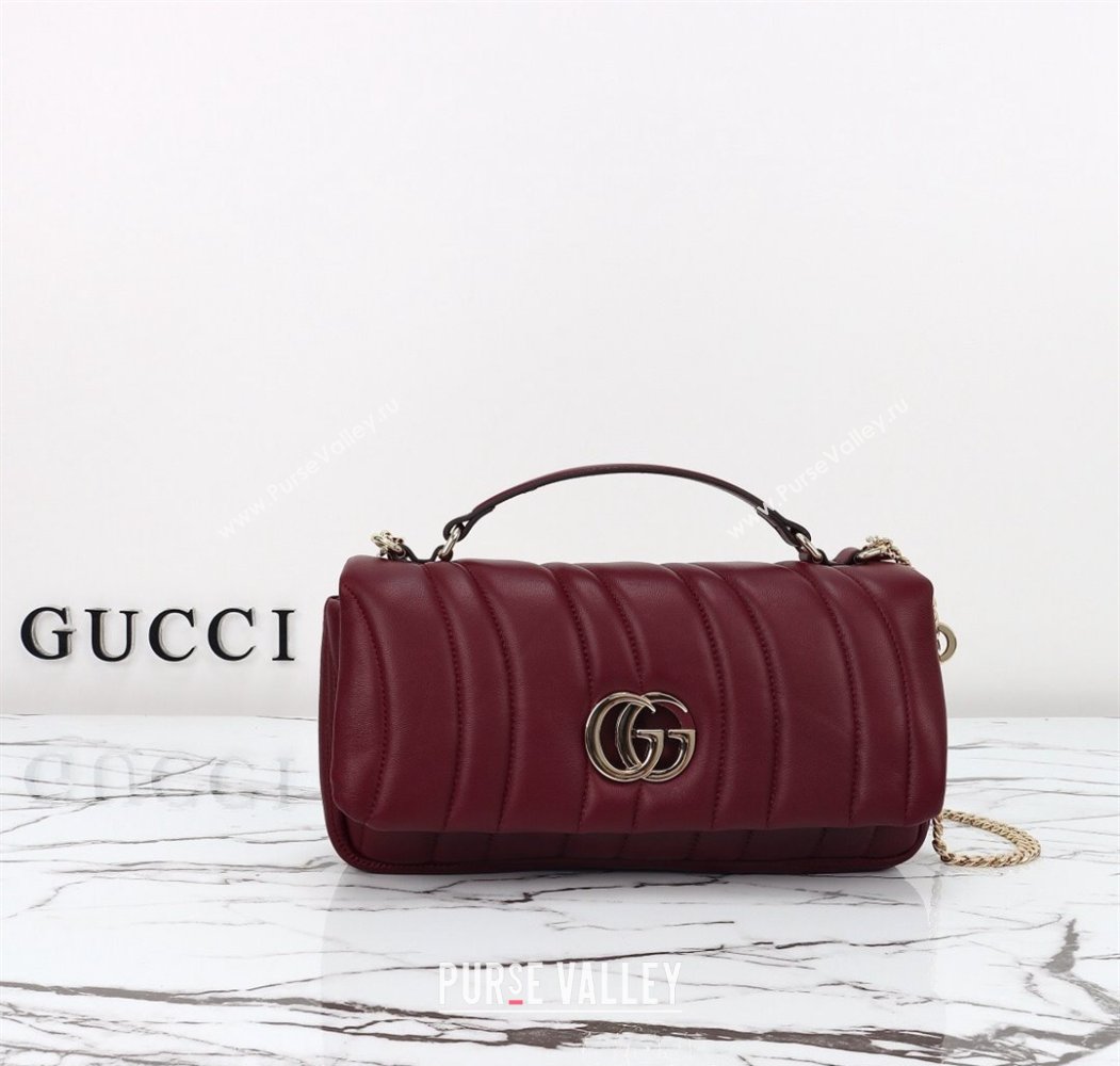 Gucci Quilted Puffy Leather Milano Small Top Handle bag Ancora red 2024 806016 (DLH-241211129)