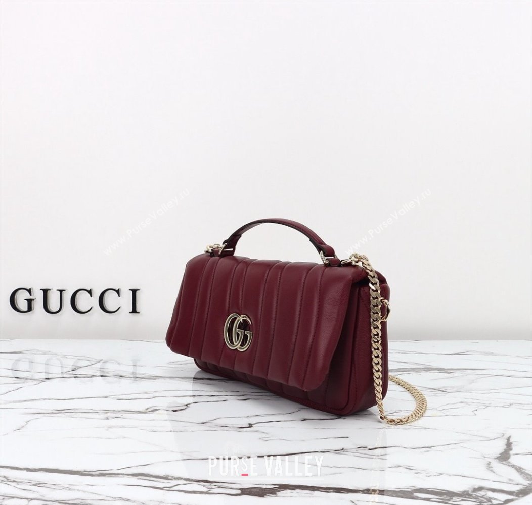 Gucci Quilted Puffy Leather Milano Small Top Handle bag Ancora red 2024 806016 (DLH-241211129)