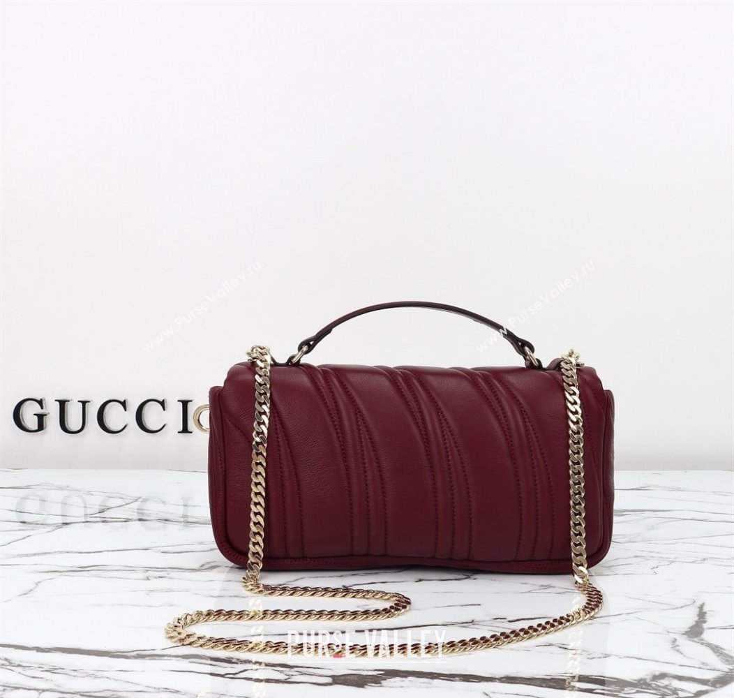 Gucci Quilted Puffy Leather Milano Small Top Handle bag Ancora red 2024 806016 (DLH-241211129)