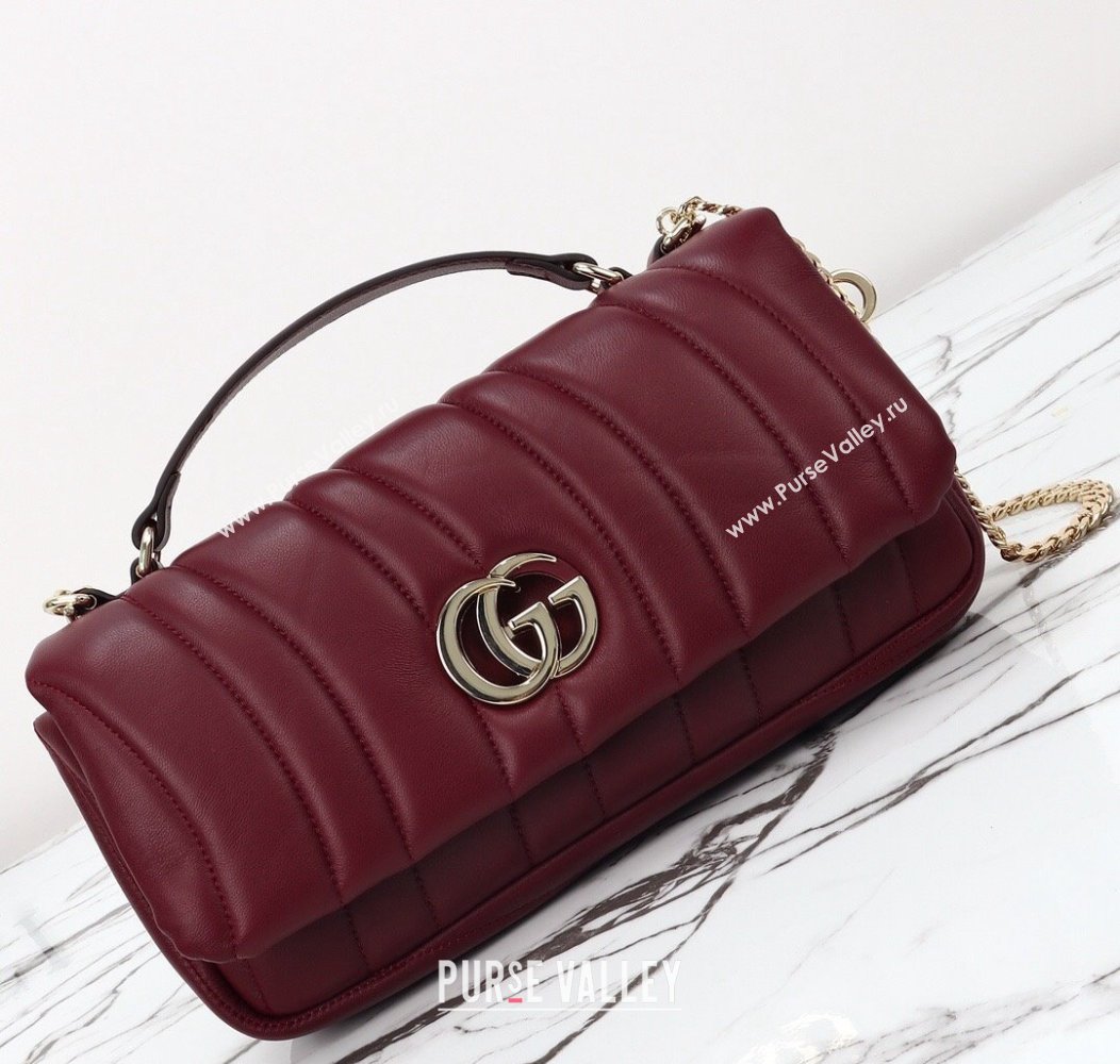 Gucci Quilted Puffy Leather Milano Small Top Handle bag Ancora red 2024 806016 (DLH-241211129)