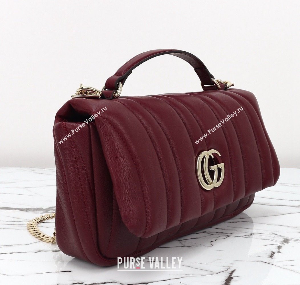 Gucci Quilted Puffy Leather Milano Small Top Handle bag Ancora red 2024 806016 (DLH-241211129)