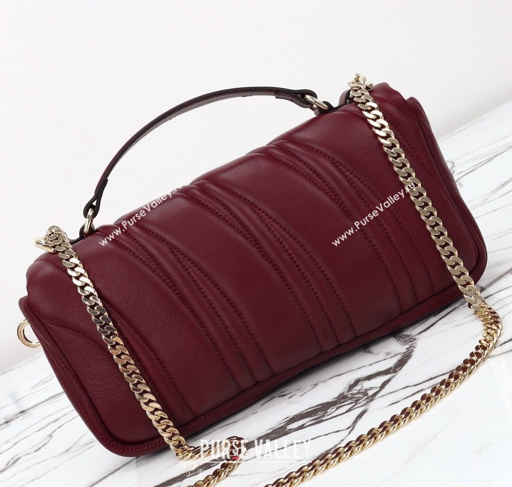 Gucci Quilted Puffy Leather Milano Small Top Handle bag Ancora red 2024 806016 (DLH-241211129)