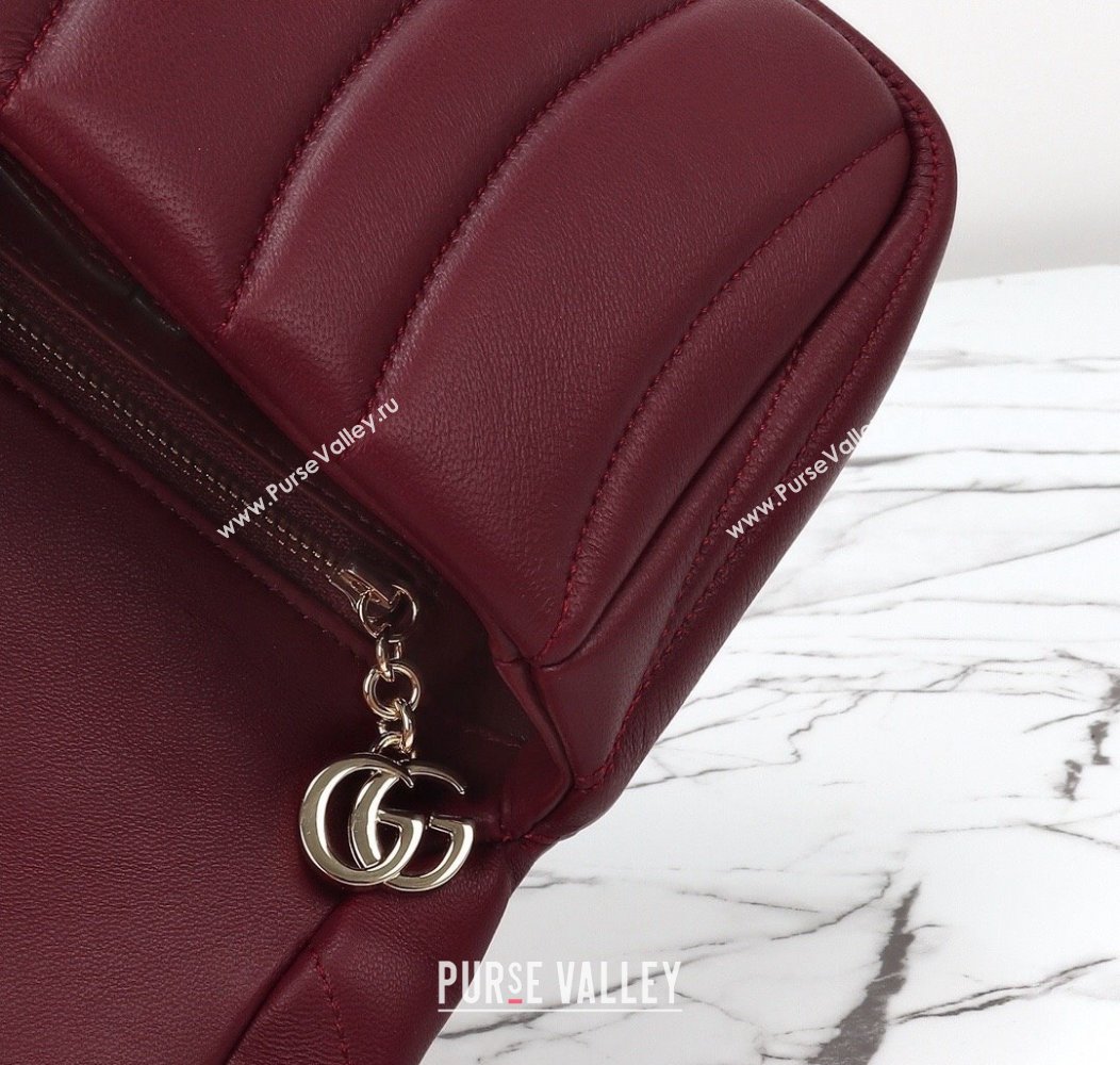 Gucci Quilted Puffy Leather Milano Small Top Handle bag Ancora red 2024 806016 (DLH-241211129)