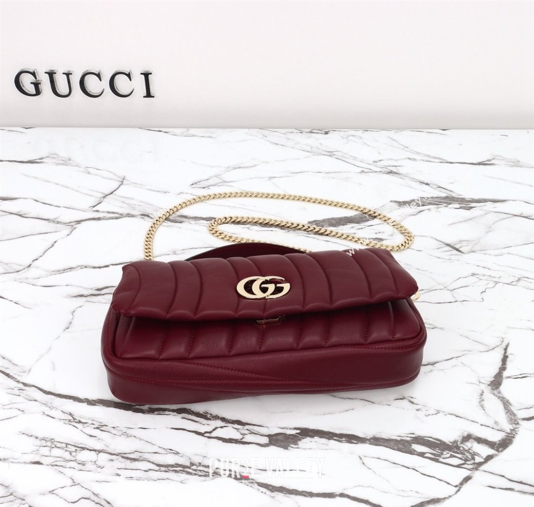 Gucci Quilted Puffy Leather Milano Small Top Handle bag Ancora red 2024 806016 (DLH-241211129)