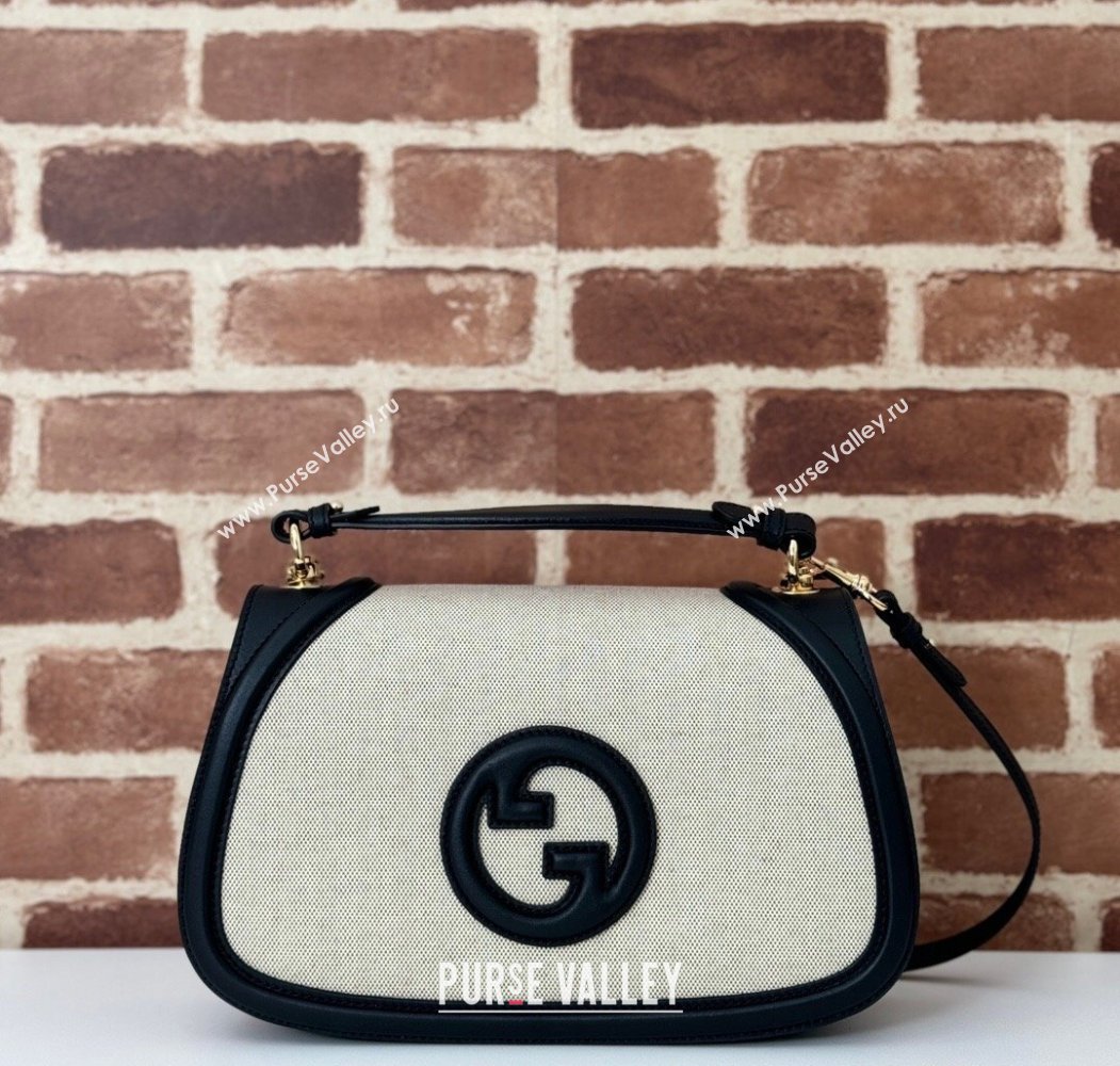 Gucci Blondie Medium Top Handle Bag 815716 Black/White Canvas 2024 (DLH-241211041)