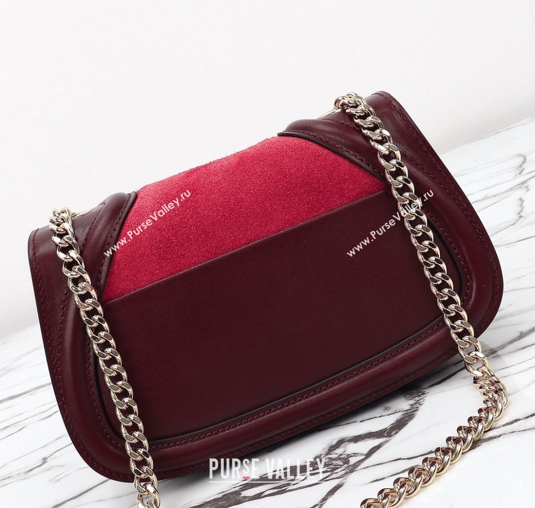 Gucci Blondie Mini Shoulder Bag in Suede Burgundy/Red 2024 815711 (DLH-241211026)