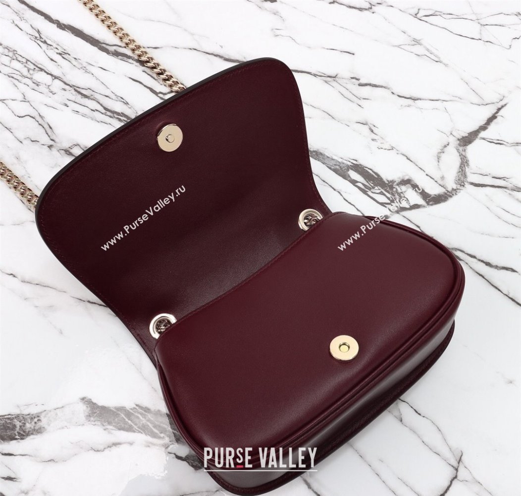 Gucci Blondie Mini Shoulder Bag in Suede Burgundy/Red 2024 815711 (DLH-241211026)