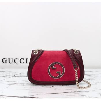 Gucci Blondie Suede Small Shoulder Bag Burgundy/Red 2024 815715 (DLH-241211024)