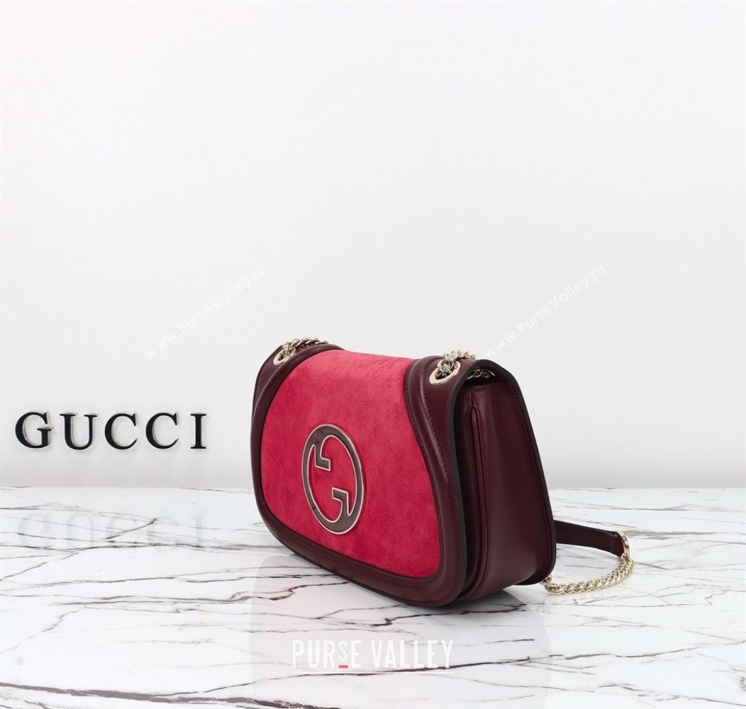 Gucci Blondie Suede Small Shoulder Bag Burgundy/Red 2024 815715 (DLH-241211024)