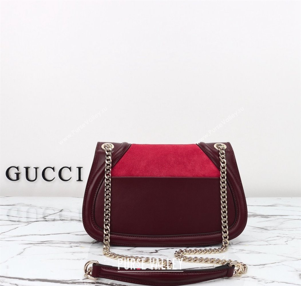 Gucci Blondie Suede Small Shoulder Bag Burgundy/Red 2024 815715 (DLH-241211024)