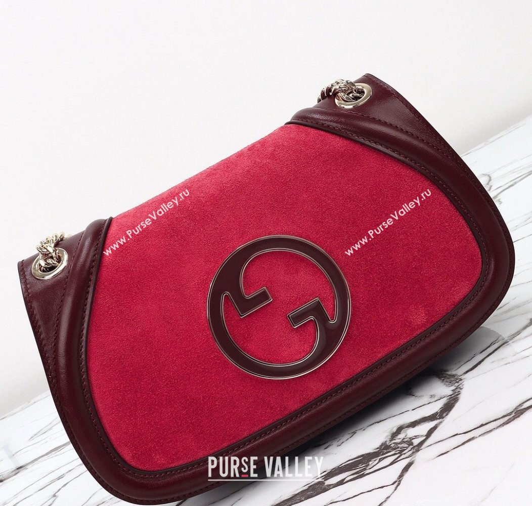 Gucci Blondie Suede Small Shoulder Bag Burgundy/Red 2024 815715 (DLH-241211024)