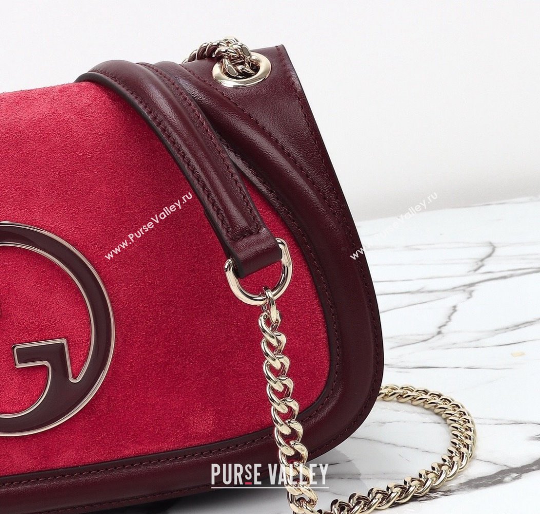 Gucci Blondie Suede Small Shoulder Bag Burgundy/Red 2024 815715 (DLH-241211024)