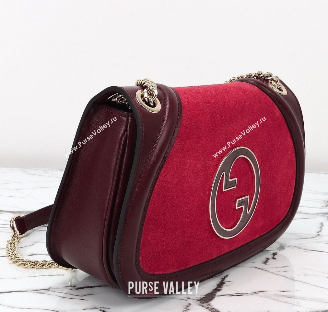 Gucci Blondie Suede Small Shoulder Bag Burgundy/Red 2024 815715 (DLH-241211024)