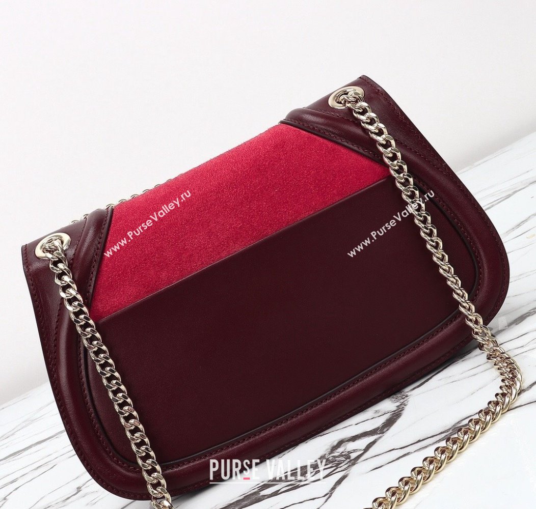 Gucci Blondie Suede Small Shoulder Bag Burgundy/Red 2024 815715 (DLH-241211024)